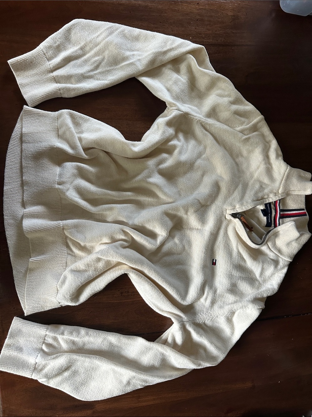 Tommy Hilfiger Ivory Quarter-Zip Pullover